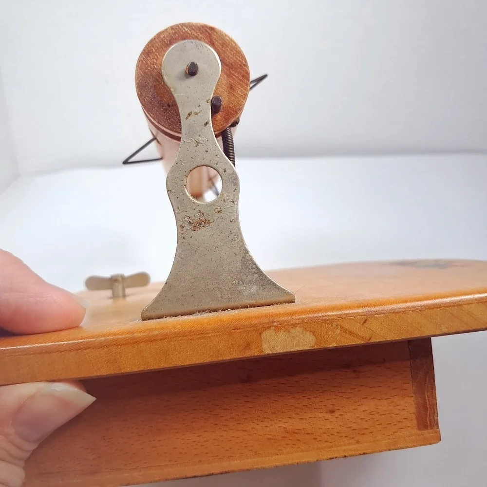 Vintage Befag music box Wood toilet paper holder floral Switzerland Rapsodie Sue